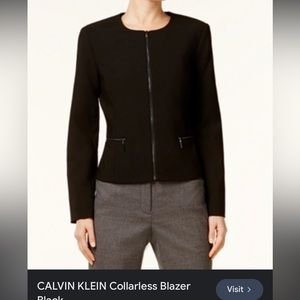 Calvin Klein Black Collarless Blazer